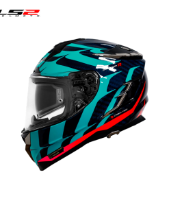 CASCO LS2 FF327 FLAMES AZUL FIBRA DE CARBONO