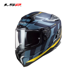 CASCO LS2 FF327 FLAMES AZUL MATE/ORO FIBRA DE CARBONO