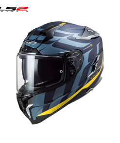 CASCO LS2 FF327 FLAMES AZUL MATE/ORO FIBRA DE CARBONO
