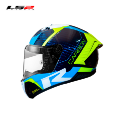 CASCO LS2 FF805 RACING1 AZUL/AMARILLO FIBRA DE CARBONO