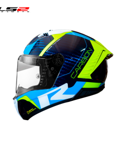 CASCO LS2 FF805 RACING1 AZUL/AMARILLO FIBRA DE CARBONO