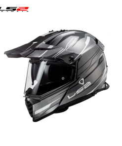 CASCO CROSS LS2 MX436 KNIGHT TITANIO/BLANCO