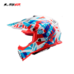 CASCO CROSS LS2 MX437 FUNKY BLANCO/ROJO
