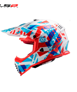 CASCO CROSS LS2 MX437 FUNKY BLANCO/ROJO