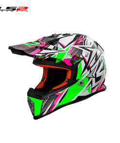 CASCO CROSS LS2 MX437 KIDS STRONG BLANCO/VERDE/ROSADO