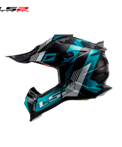 CASCO CROSS LS2 MX700 MAX NEGRO MATE/TURQUESA