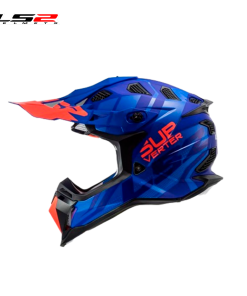 CASCO CROSS LS2 MX700 TROOP  AZUL/NARANJA