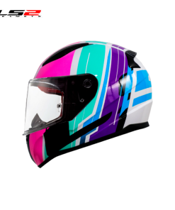 CASCO LS FF353 FLAG BLANCO/NEON/ FUCSIA